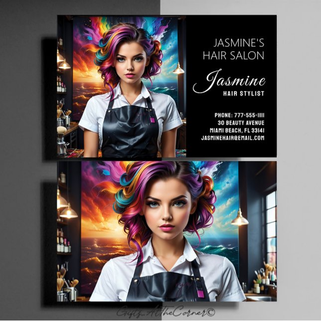 Hair Salon Hair Stylist Business Card (Creator Uploaded)