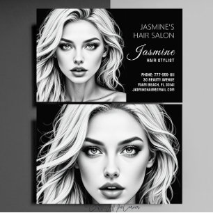 Hair Salon Hair Stylist Dark Business Card
