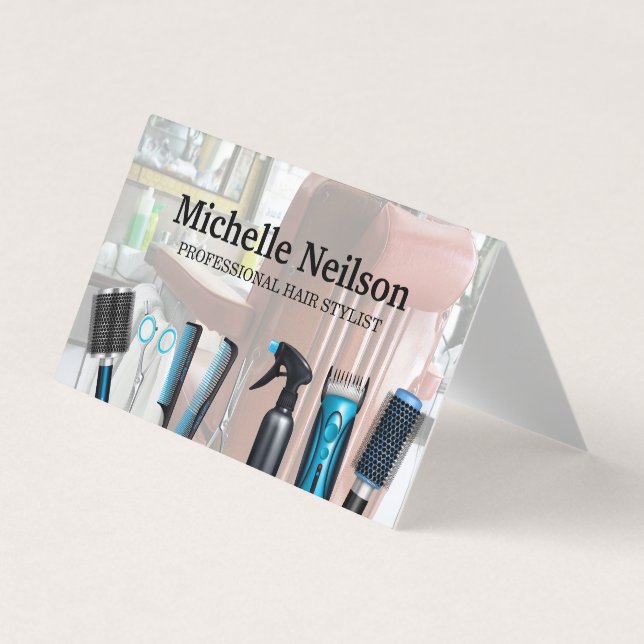 Hair Salon | Hair Stylist Tools Business Card (Front)