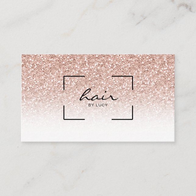 Hair Salon Hairdresser Pink Peach Gold Glitter Business Card (Front)