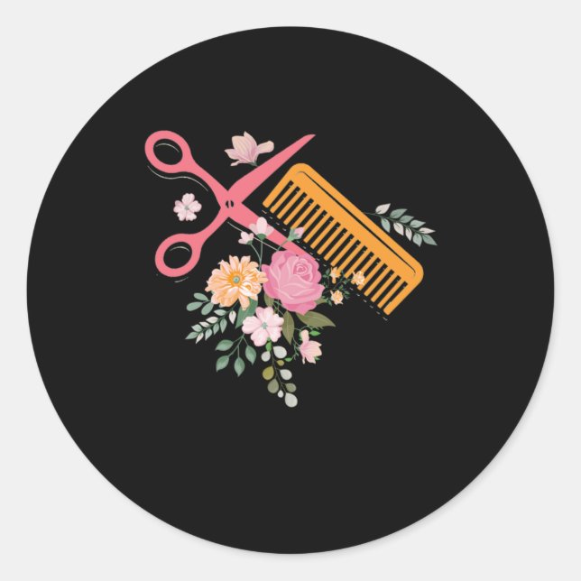 Hair Salon Hairdresser Scissors Hair Stylist Barbe Classic Round Sticker (Front)