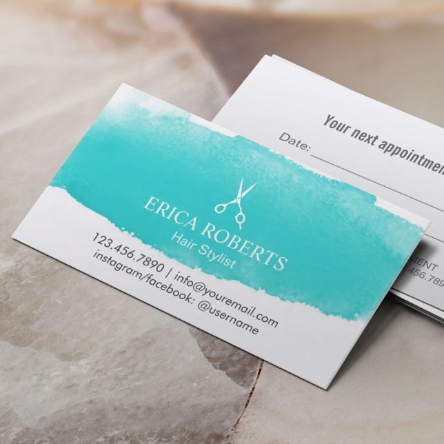 Hair Salon Hairstylist Appointment Watercolor Card (Creator Uploaded)