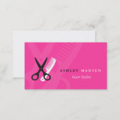 Hair Salon Hairstylist - Cute Girly Pink Business Card (Front/Back)