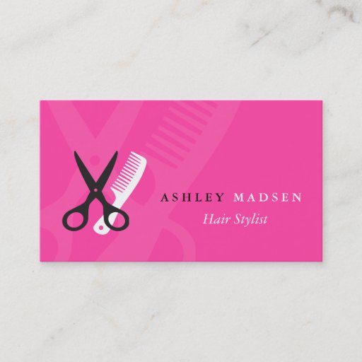 Customizable Hair Salon Hairstylist - Cute Girly Pink Business Card Template