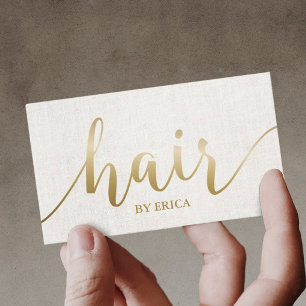 Hair Salon Hairstylist Elegant Gold Script Business Card
