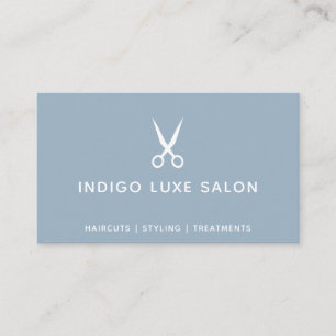 Hair Salon Hairstylist Modern Scissors Dusty Blue Business Card