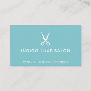 Hair Salon Hairstylist Modern Scissors Teal Business Card