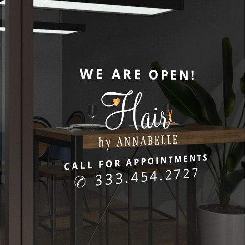 Hair salon hairstylist name promotional window cling