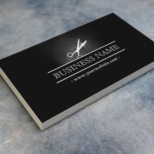 Customizable Hair Salon Hairstylist Scissor in the Dark Business Card