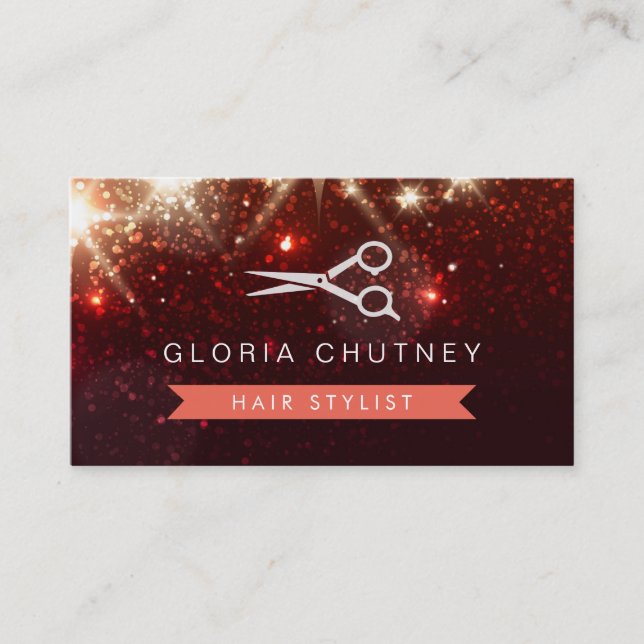 Hair Salon Hairstylist - Shiny Sparkly Glitter Business Card (Front)
