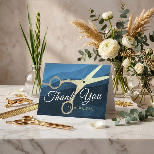 Hair Salon Hairstylist Thank You Gold Scissors