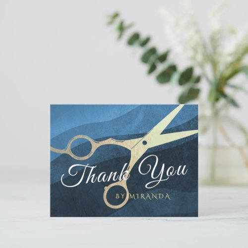 Hair Salon Hairstylist Thank You Gold Scissors Pos Postcard