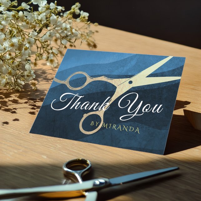 Hair Salon Hairstylist Thank You Gold Scissors Pos Postcard (Creator Uploaded)