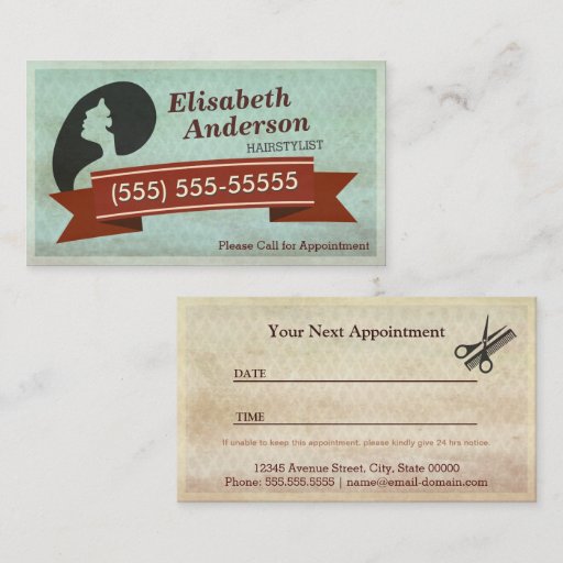 Customizable Hair Salon Hairstylist - Vintage Appointment Card Business Card