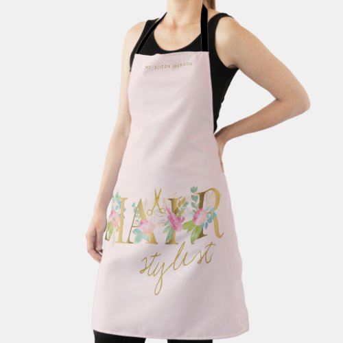 Hair salon hairstylists name chic typography logo apron