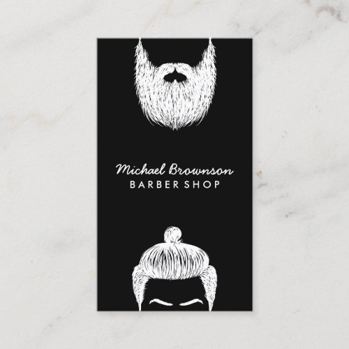 Hair Salon Hipster Man Beard Black Barber Business Card