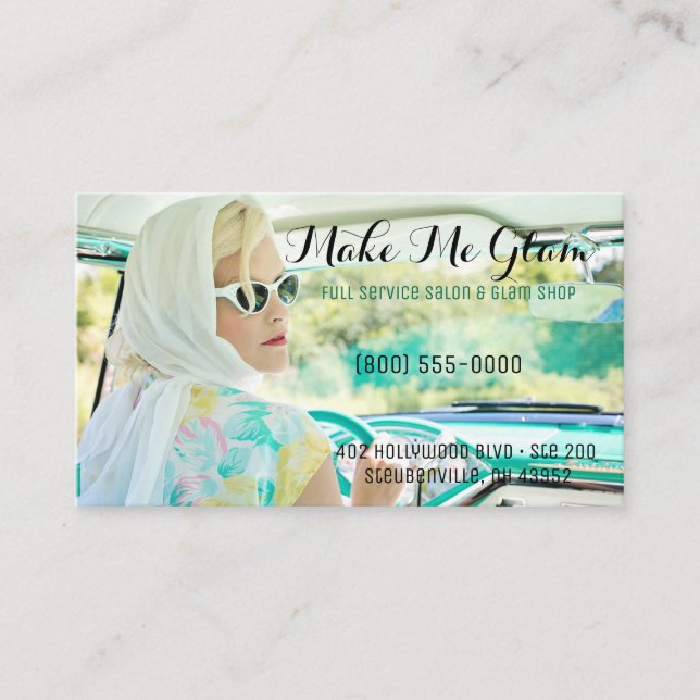 Hair Salon Make up Artist Glamorous Business Card (Front)
