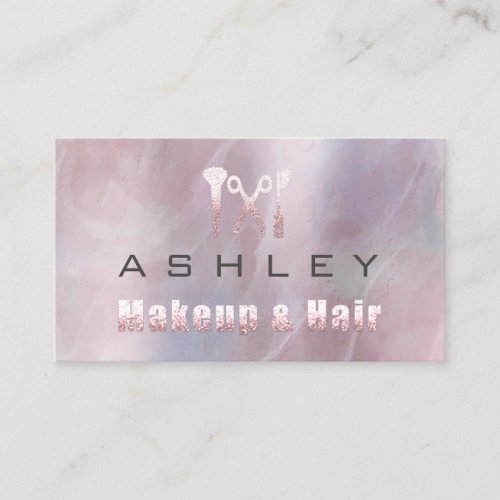 Hair Salon Makeup Artist Appointment Gray Pink Business Card