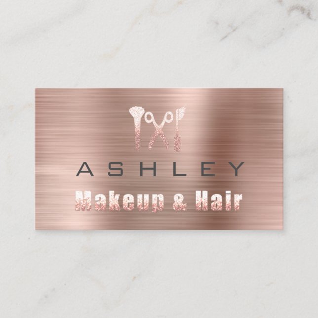 Hair Salon Makeup Artist Appointment Gray Rose Business Card (Front)