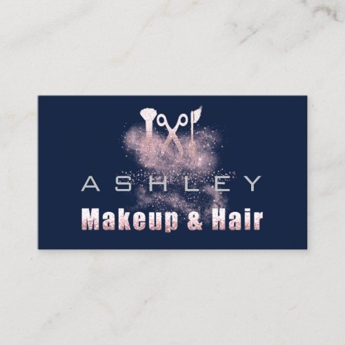 Hair Salon Makeup Artist Appointment Pink Gray Blu Business Card