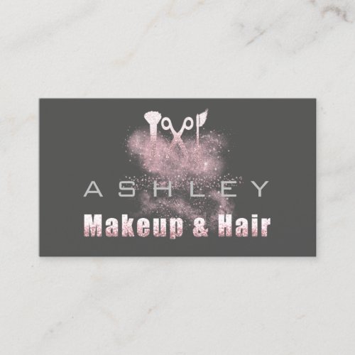 Hair Salon Makeup Artist Appointment Pink Gray Gla Business Card