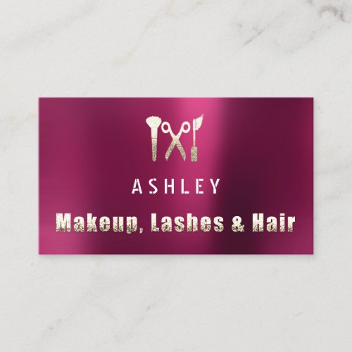 Hair Salon Makeup Lash Appointment Card Gold  Pink