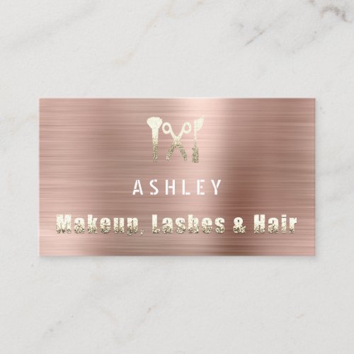 Hair Salon Makeup Lash Appointment Card Gold  Rose