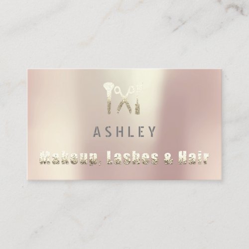 Hair Salon Makeup Lash Appointment Card Gray Gold