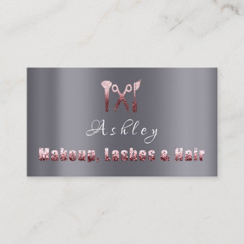 Hair Salon Makeup Lash Appointment Card Logo Gray