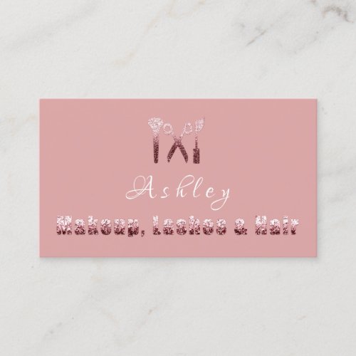 Hair Salon Makeup Lash Appointment Card Logo Pink