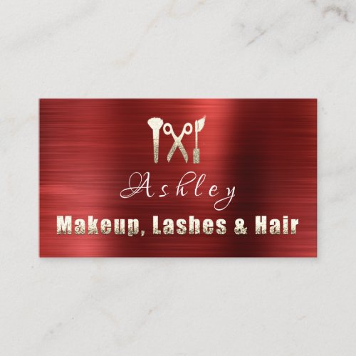 Hair Salon Makeup Lash Appointment Card Logo  Red