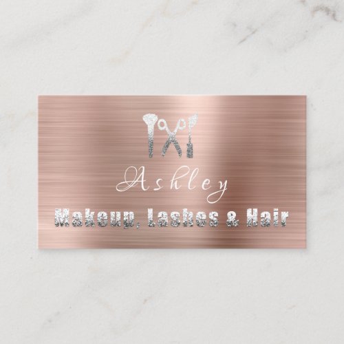 Hair Salon Makeup Lash Appointment Card Logo  Rose