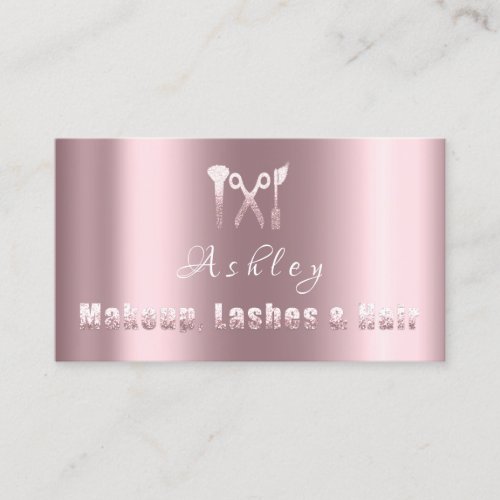 Hair Salon Makeup Lash Appointment Card Logo Rose