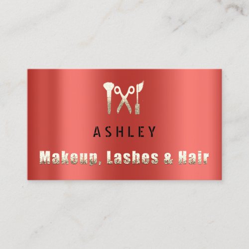 Hair Salon Makeup Lash Appointment Card Red