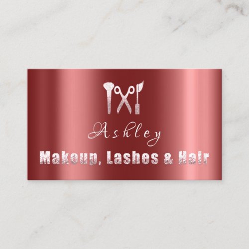 Hair Salon Makeup Lash Appointment Card Red Rose