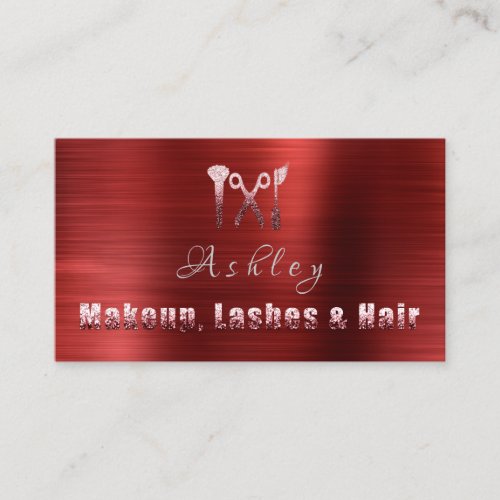 Hair Salon Makeup Lash Appointment Card Rose Red