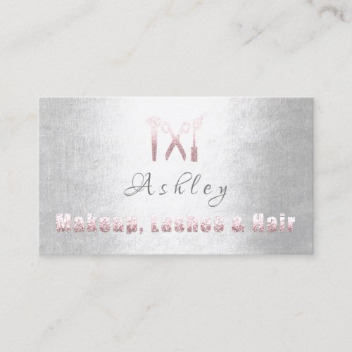 Hair Salon Makeup Lash Appointment Rose Gray Business Card