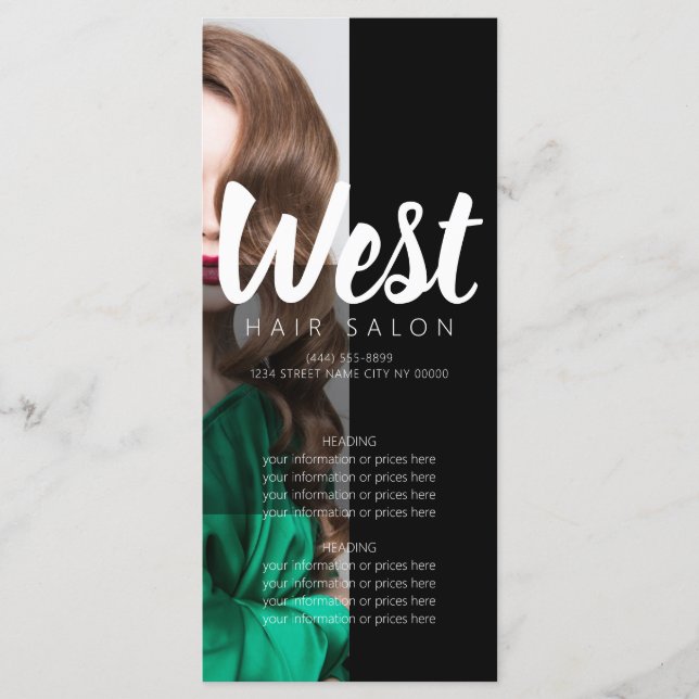 Hair Salon Menu Price List (Front)