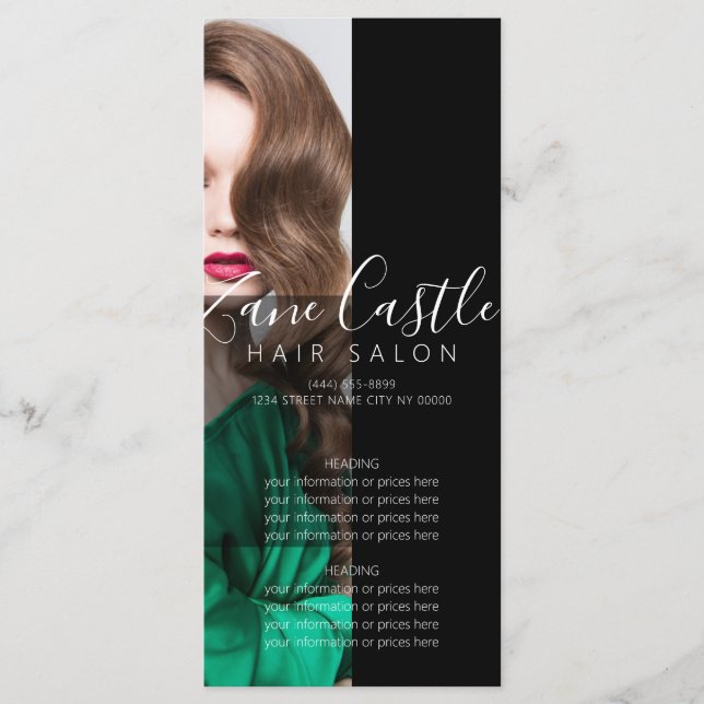 Hair Salon Menu Price List (Front)