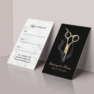Hair Salon Modern Black & Gold Hair Appointment Card