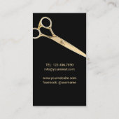 Hair Salon Modern Black & Gold Hair Stylist Business Card (Back)