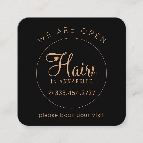 Hair salon modern elegant hairdresser black appointment card