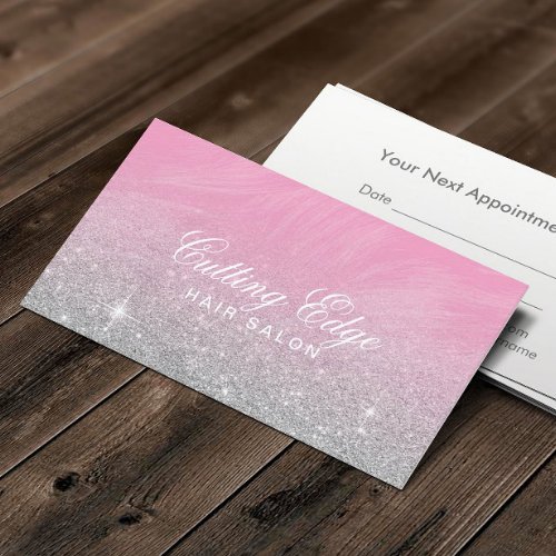 Hair Salon Modern Pink Silver Glitter Appointment