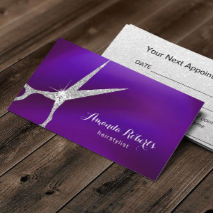 Hair Salon Modern Purple & Silver Appointment Card