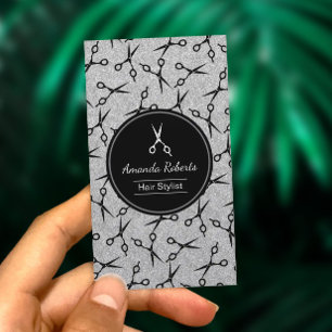 Hair Salon Modern Scissors Silver Appointment Card