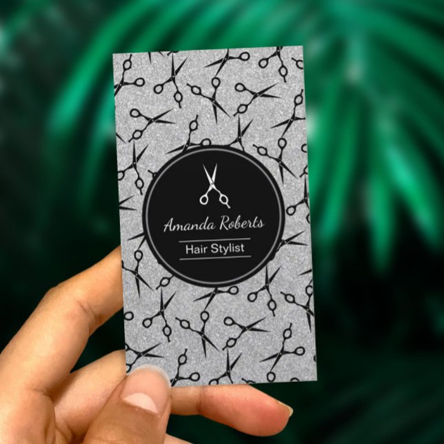Hair Salon Modern Scissors Silver Appointment Card (Creator Uploaded)