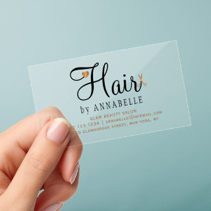 Hair salon modern typography clear business cards