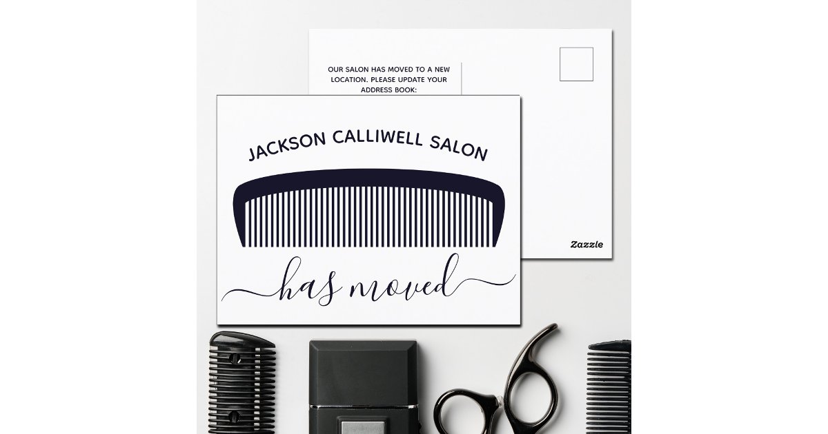 Hair Salon Moving Announcement Stylist New Address Postcard | Zazzle