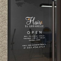 Hair salon name opening hours decal