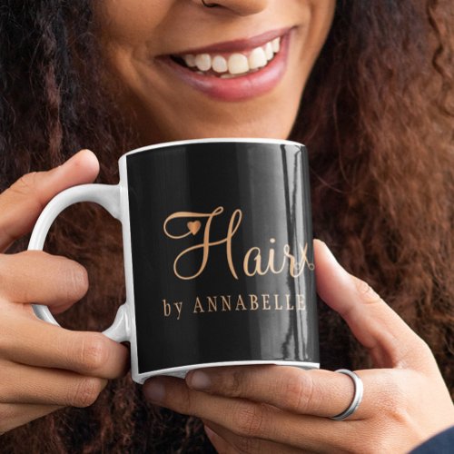 Hair salon name personalized gold typography logo  coffee mug